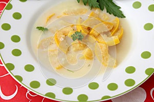 Soup of yellow zucchini