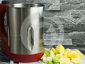 Soupmaker with chopped ingredients