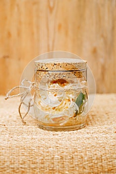 Sour cabbage - sauerkraut - in glass jar