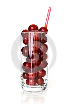 Sour cherries in glass