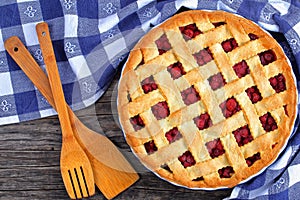 Sour cherry pie with pretty lattice top