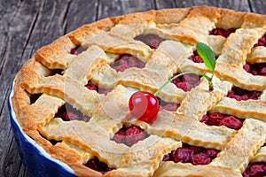 Sour cherry pie with pretty lattice top