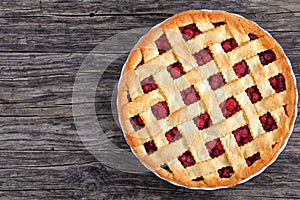 Sour cherry pie with pretty lattice top