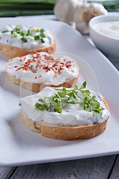 Sour cream spread with home made bread
