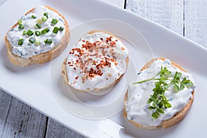 Sour cream spread with home made bread