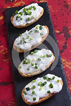 Sour cream spread with home made bread