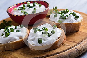 Sour cream spread with home made bread