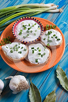 Sour cream spread with home made bread