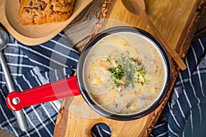 The sour soup made of rye flour.