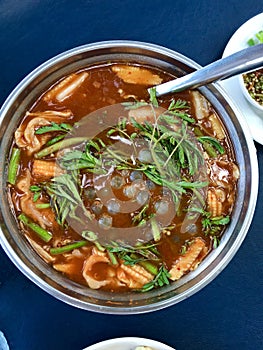Sour Soup with Ryo Xiao with Mixed Vegetables in a Hot Po