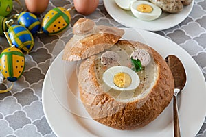 The sour soup zurek made of rye flour