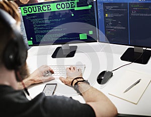 Source Code Analysis Binary Computer Internet Concept