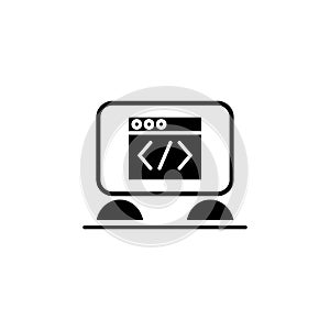 Source code black icon concept. Source code flat vector symbol, sign, illustration.