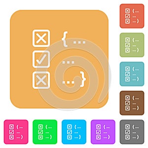 Source code checking rounded square flat icons