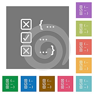 Source code checking square flat icons