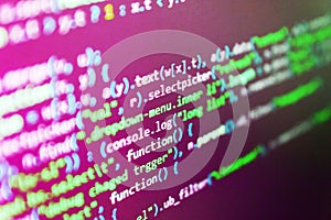 Source code close-up. CSS, JavaScript