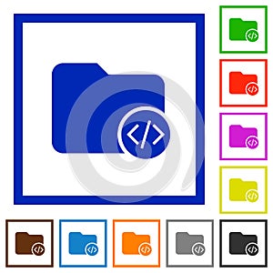 Source code directory flat framed icons