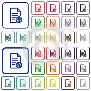 Source code document outlined flat color icons