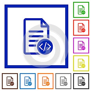 Source code document flat framed icons