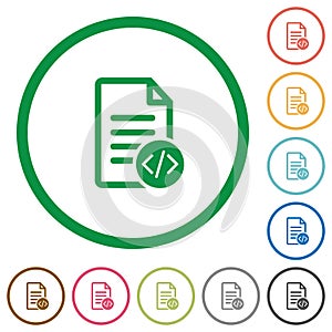 Source code document flat icons with outlines