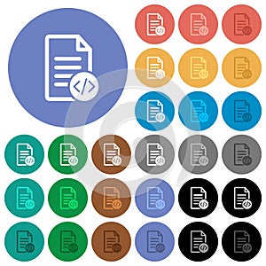 Source code document round flat multi colored icons