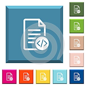 Source code document white icons on edged square buttons