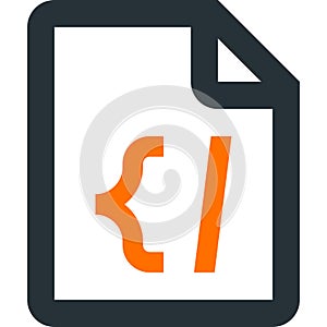 Source code file, tag, coding, script vector icon