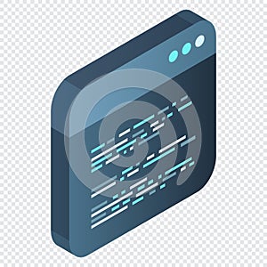 Source code isometric. Abstract programming language and program code on a screen. Vector illustration