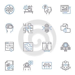 Source code line icons collection. Programming, Scripting, Development, Codebase, Coding, Syntax, Compilation vector and