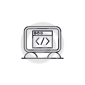 Source code linear icon concept. Source code line vector sign, symbol, illustration.