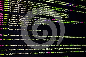 source code screen. programming code. writing script. programmer editing code background