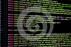 source code screen. programming code. writing script. programmer editing code background