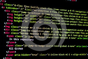 source code screen. programming code. writing script. programmer editing code background