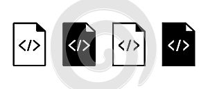 Source code vector icon. Outline file coding script sign