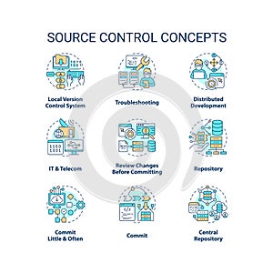 Source control concept icons set