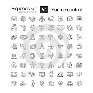 Source control linear icons set