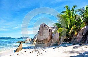 Source d\'Argent Beach, Island La Digue, Republic of Seychelles, Africa