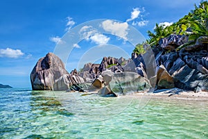 Source d\'Argent Beach, Island La Digue, Republic of Seychelles, Africa