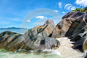 Source d\'Argent Beach, Island La Digue, Republic of Seychelles, Africa