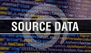 Source data with Abstract Technology Binary code Background.Digital binary data and Secure Data Concept. Software