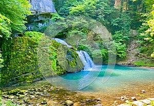 Source du Lison in the beautiful mountains of Jura in Bourgogne-Franche-ComtÃ© photo