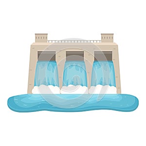 Source energy icon cartoon vector. Hydro power station