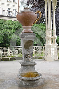 Source of mineral Snake water in Karlovy Vary, Czech Republic