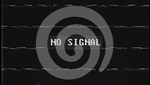 Source No signal old vintage TV. Glitch Error Video Damage. No signal sign. Bad interference. Broken antenna. Distortion