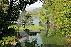 Source of River Susquehanna at Lake Otsego, Cooperstown, New York State, USA