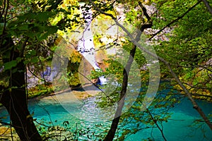 The source of Urederra or the route of the waterfalls of Baquedano, in Navarre, Spain.