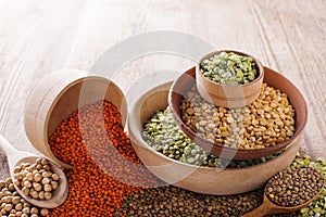 Sources of vegetable protein. collection of various legumes