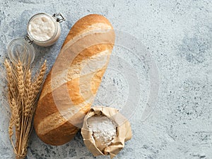 Sourdough Bloomer or Baton loaf bread photo