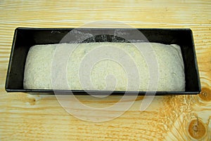 Sourdough bread prepared for baking
