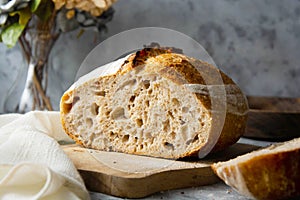 Sourdough bread sliced, made from wild yeast. Cooking healthy foods